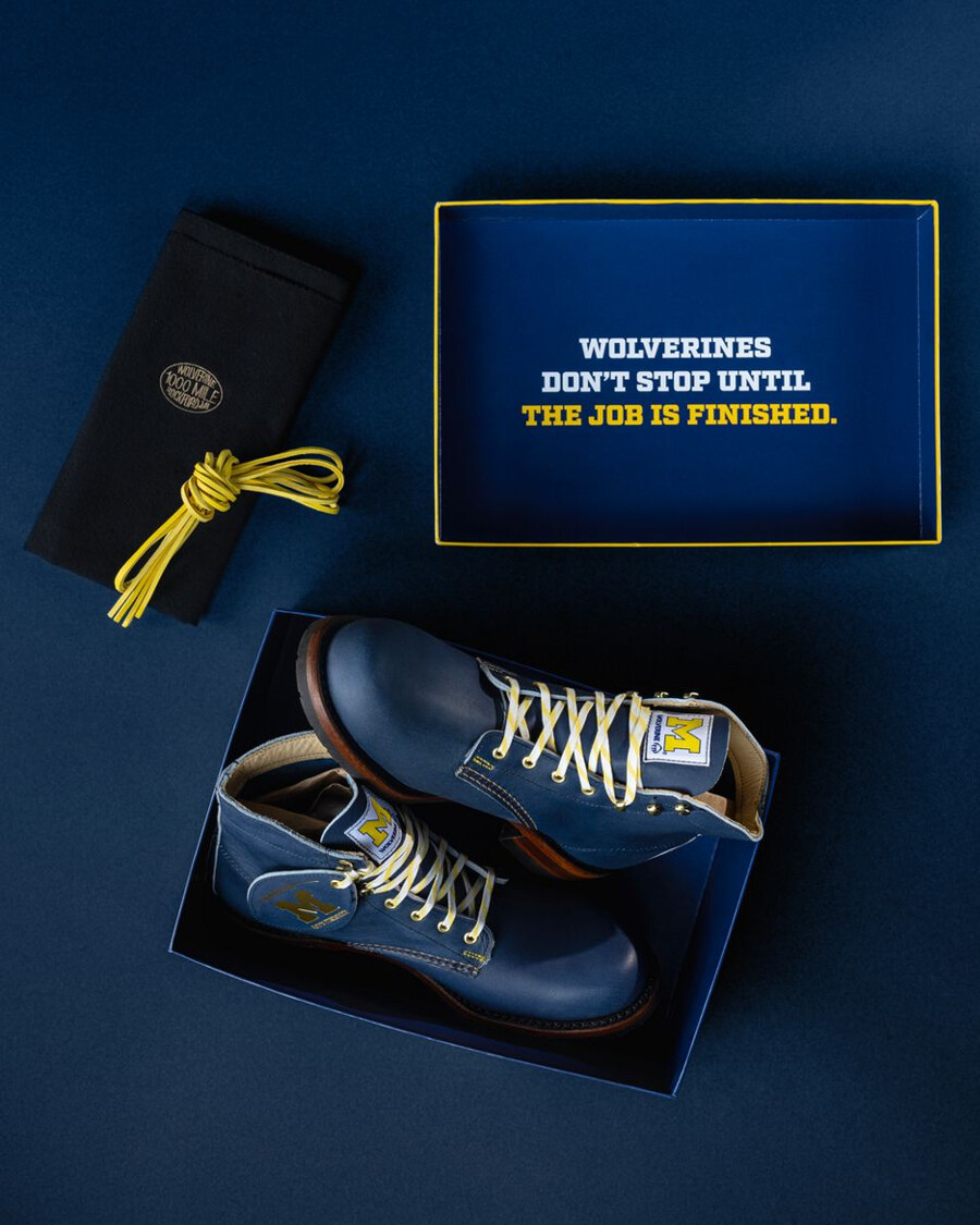 wolverine x university of michigan-team 144 commemorative 1000 mile boot