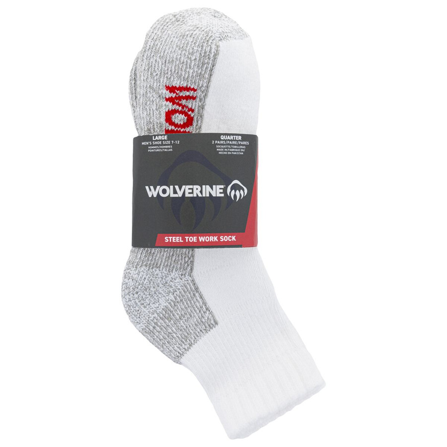2-pk steel-toe cotton quarter socke